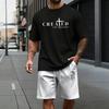 JESUSKREUZ Aufdruck T-Shirt und Shorts Sommer Neu im Herren Set Urban Lässig Mode Kurzarm Sportbekleidung Zuhause Outdoor Outfits