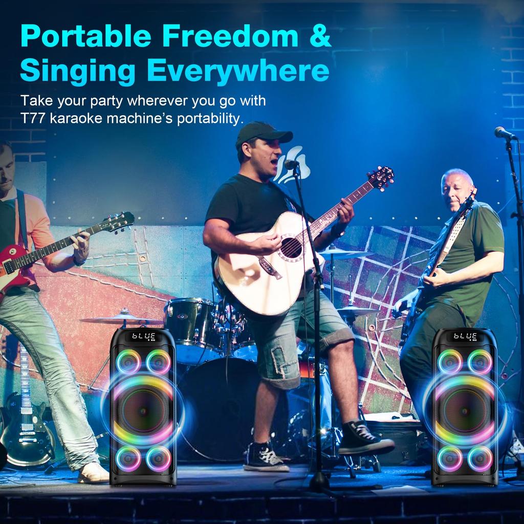 Bluetooth Speaker, 160W Peak Powerful Loud Stereo Sound Deep Bass Wireless Boombox with Subwoofer TWS Pairing Dynamic LED Light