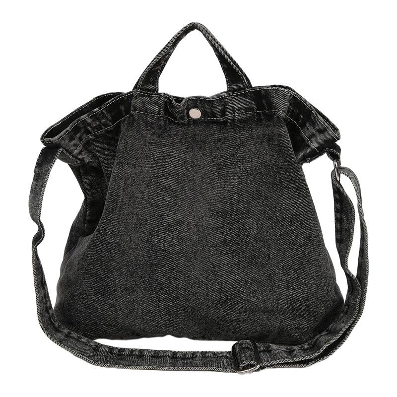 Korean Version of Simple Washed Denim Retro Large-capacity Men's and Women's Tutoring Bags Shopping Bags Shoulder Messenger Bags