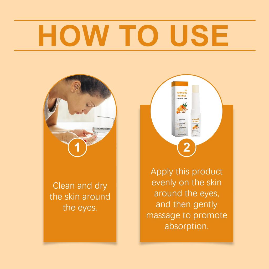 5g Curcuma Rétinol Supprimer les Cernes Crème Yeux Stick Anti Poches Yeux Gonflements Illuminateur Hydratant Crème Yeux