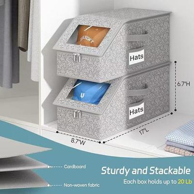 Large Capacity Stackable Hat Storage Box with Zipper for Dustproof Baseball Caps