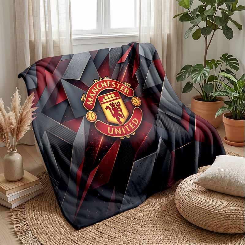 Manchester United Theme Blanket Soft Flannel Blanket Plush Throw Blanket Cozy Sofa Bed Blanket for Home Decor