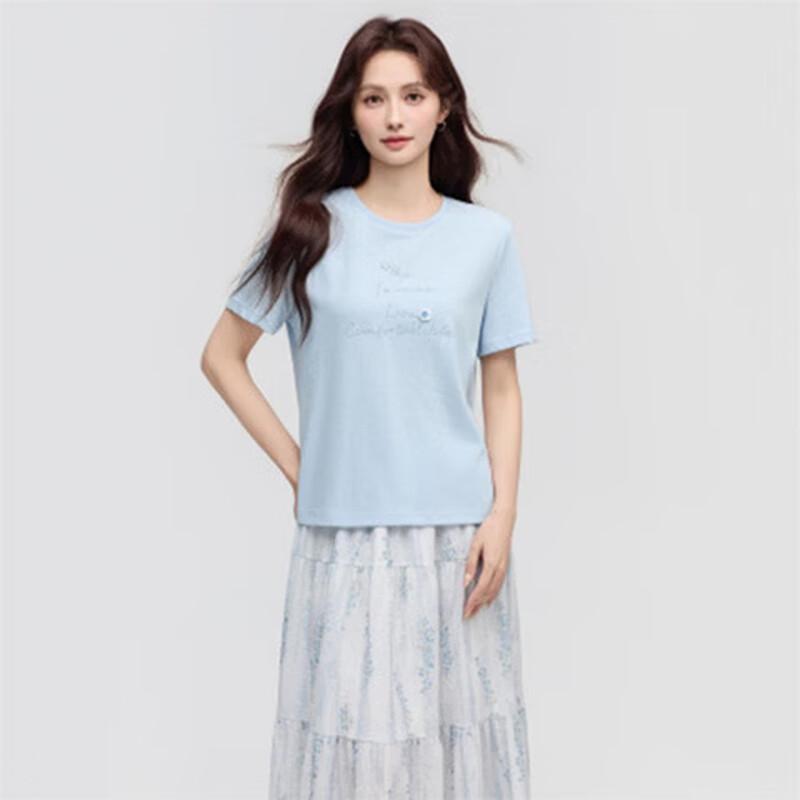 INMAN Women's Letter Embroidered Short Sleeve T-Shirt