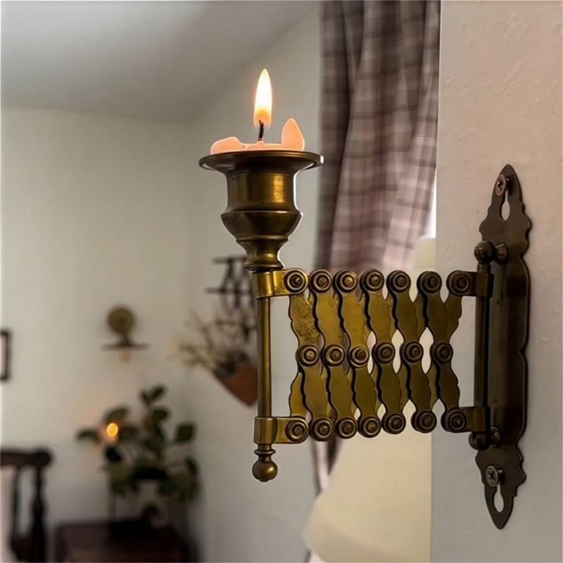 Modern Retractable Taper Candleholder Sconce With Adjustable Length Design For Wall Mount Decorations And Special Event
