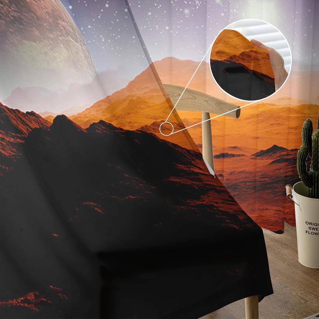 Starry Sky Universe Polka Dot Mountains Modern Tulle Curtains for Living Room Bedroom Home Kitchen Window Sheer Curtains