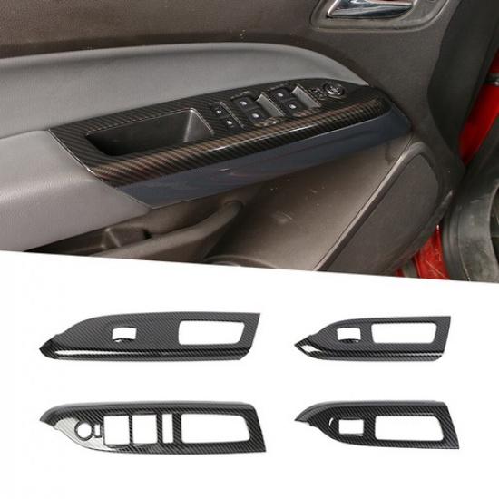 Carbon Fiber Car Window Lock Lift Panel Cover For GMC-CANYON Chevy Colorado 14+