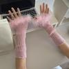 Punk Subculture Gloves Sleeves for Halloween Party Feathered Fingerless Gloves