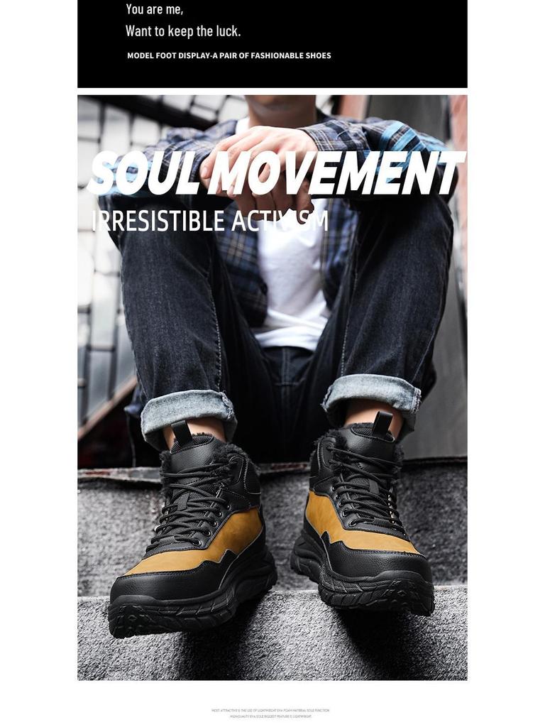 2024 Men's Waterproof Cotton Snow Boots, Winter Warm Velvet Sneakers, Cold-Proof Ankle Boots