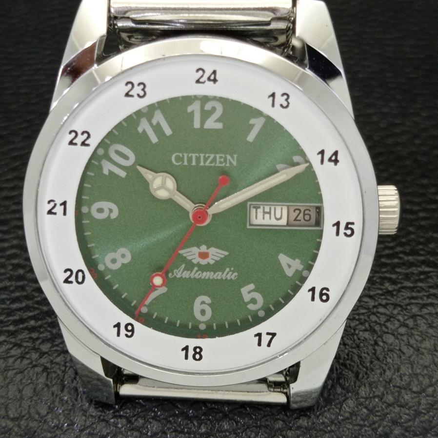 Citizen 8200 AUTOMATIC MENS REFURBISHED JAPAN GREEN DIAL WRIST WATCH A426408-2 RL-a426408