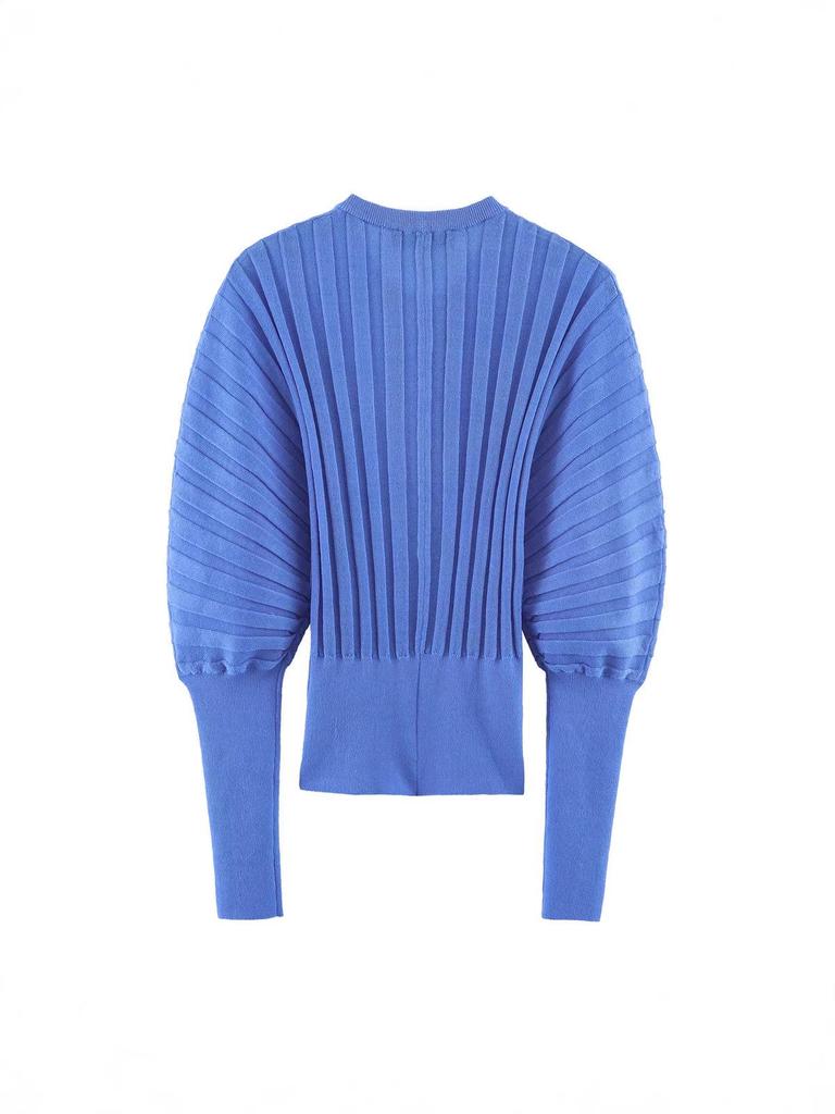 European Autumn/Winter Knit Cardigan - Round Neck, Accordion Sleeves, 5755016