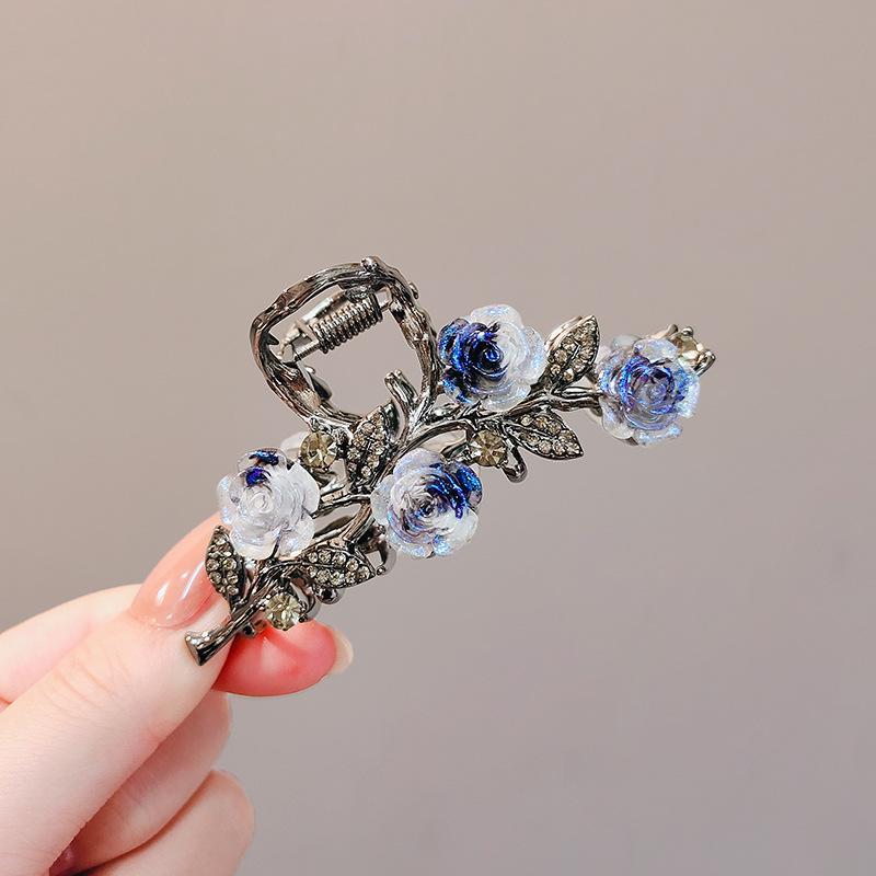1 Pcs Fashion Ink Water Diamond Rose Flower Hair Claws For Women Girls Party Hair Accessories