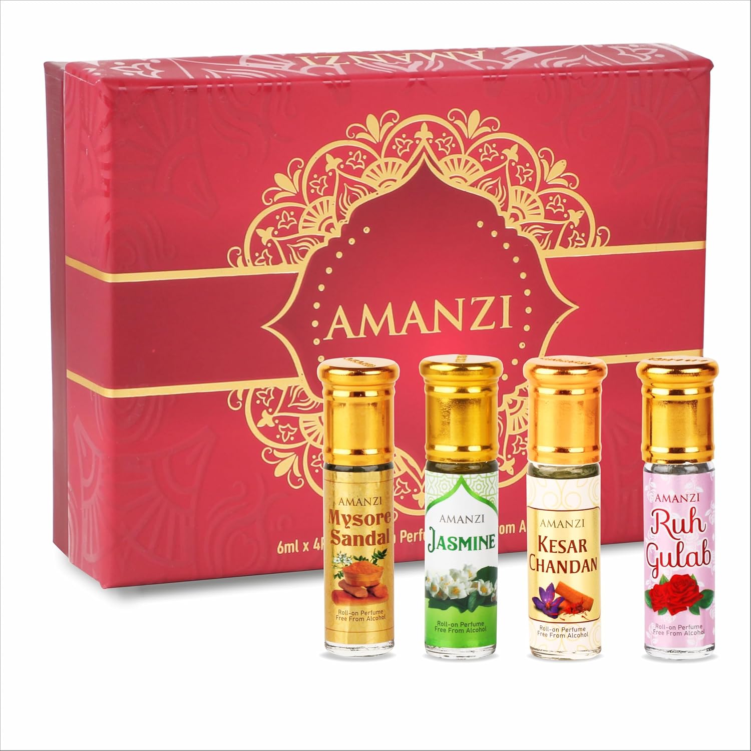 

Non-Alcoholic Roll-On Attar Perfume Collection for Men & Women, Ideal for Special Occasions – Jasmine, Sandal, Kesar Chandan, Rose Gulab 24 ML