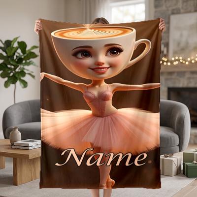 Ballerina Cappuccina Custom Flannel Blankets Soft Warm Cozy Throws for Home Decor Holiday Gifts