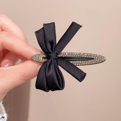 Bow Versatile Diamond-Encrusted Grab Clip Temperament Versatile Back Head Plate Hairpin Duck Bill Clip Simple Hair Accessories