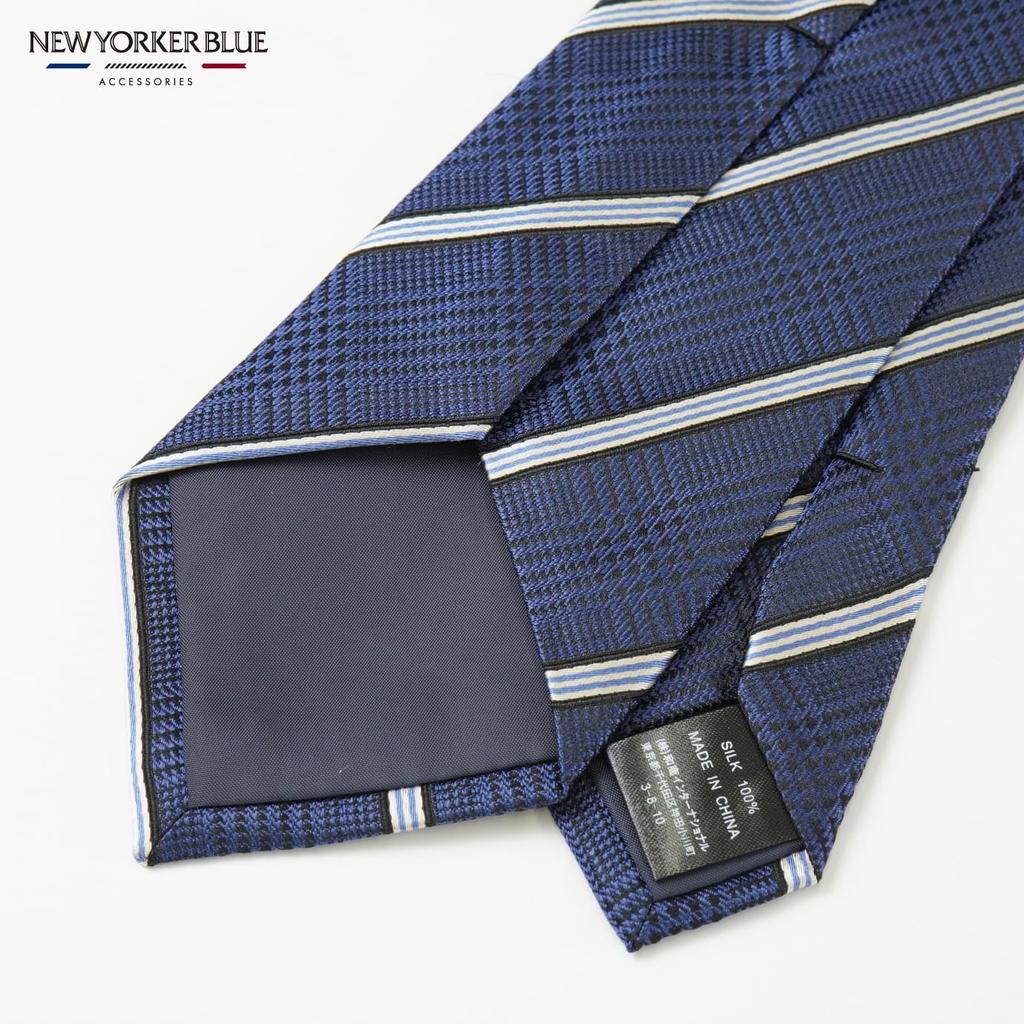 [New Yorker Blue] Striped (Glen Check Pattern) Necktie NB922514 Navy