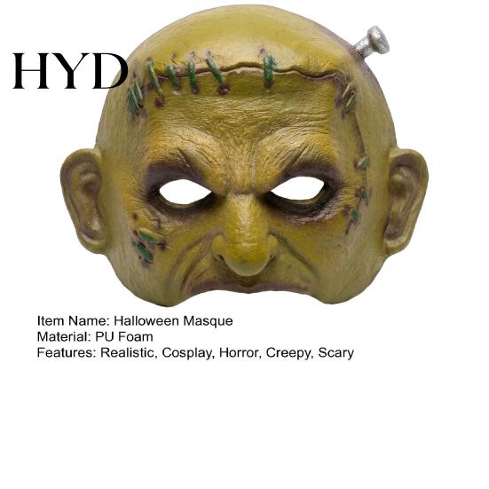 Fade-resistant Retro Horror Gear Halloween Cosplay Masque for Adults Men Women, Realistic Creepy Durable Lightweight Foam Prop Green Half Face