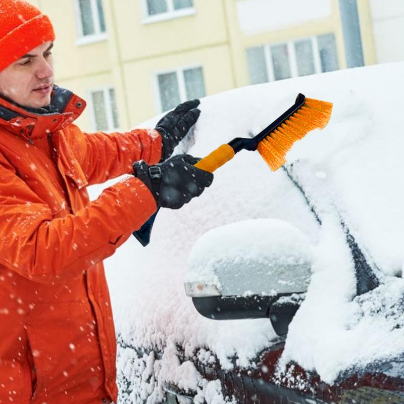 Car Ice Scraper and Brush 2 in 1 Ice Scraper and Brush for Car Ergonomic Foam Grip Snow Cleaner for Car Window Ice Scraper for