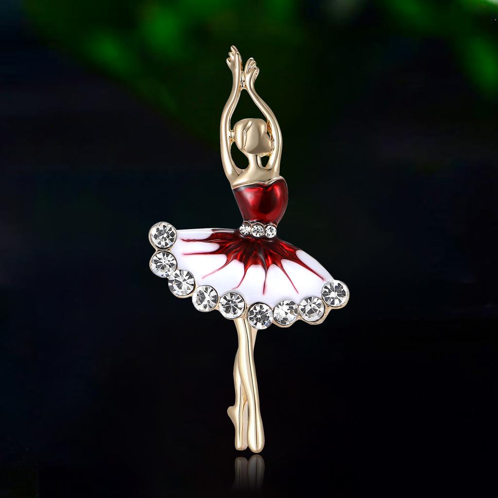 Fashion Rhinestone Dancing Girl Brooches for Women Enamel Character Pin Event Party Gift Backpack Decoration Clothes Accessories
