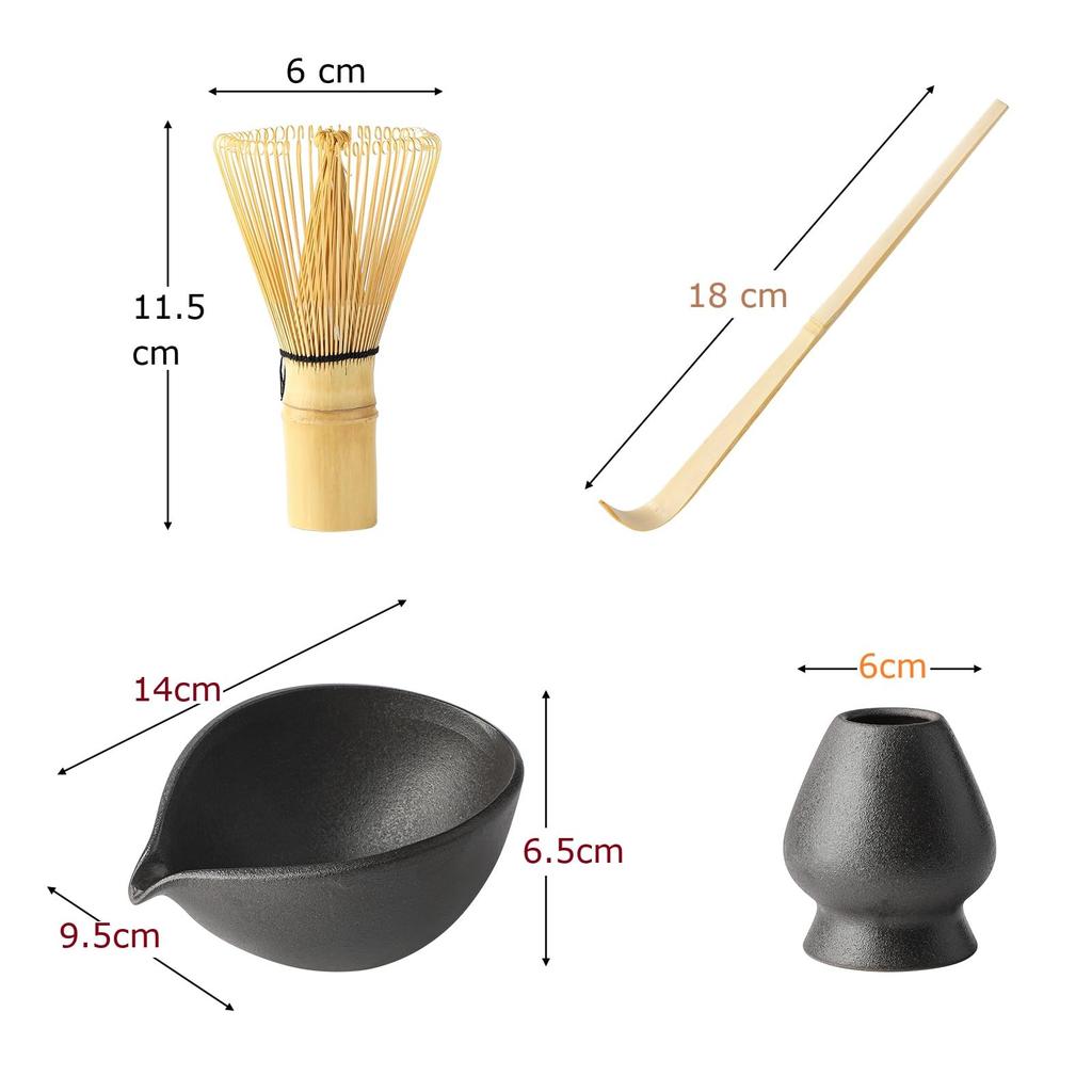 Katakuchi Matcha Bowl Set with Tea Chasen and Chashaku Complete Tea Ceremony Utensil Set Boat-shaped Bowl, Stand, 100-Stand Chasen, (Tea Scoop) -