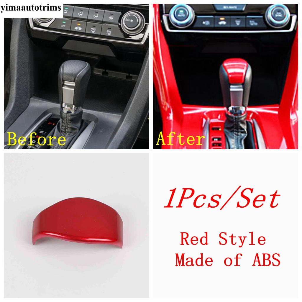 

Car Gear Shift Knob Head Handle Decoration Cover Trim Red / Matte / Carbon Fiber Accessories Interior For Honda Civic 2016 - Red Style