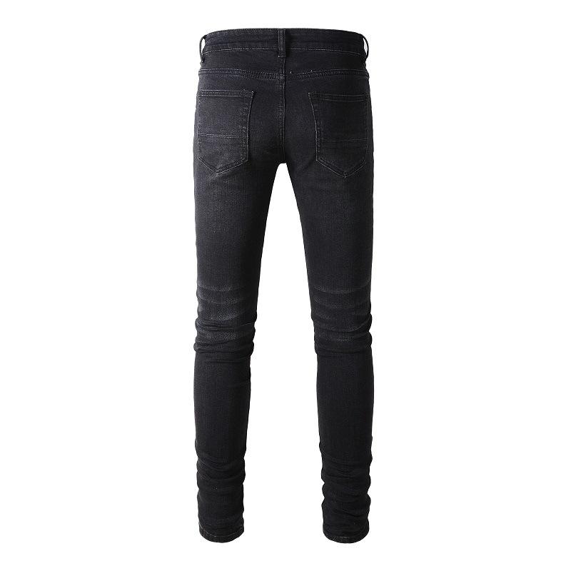 European & American Street Style Ripped Slim Fit Elastic Jeans for Men