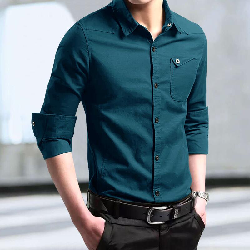 Men's Slim Fit Button Down Shirt - Casual Long Sleeve with Chest Pocket