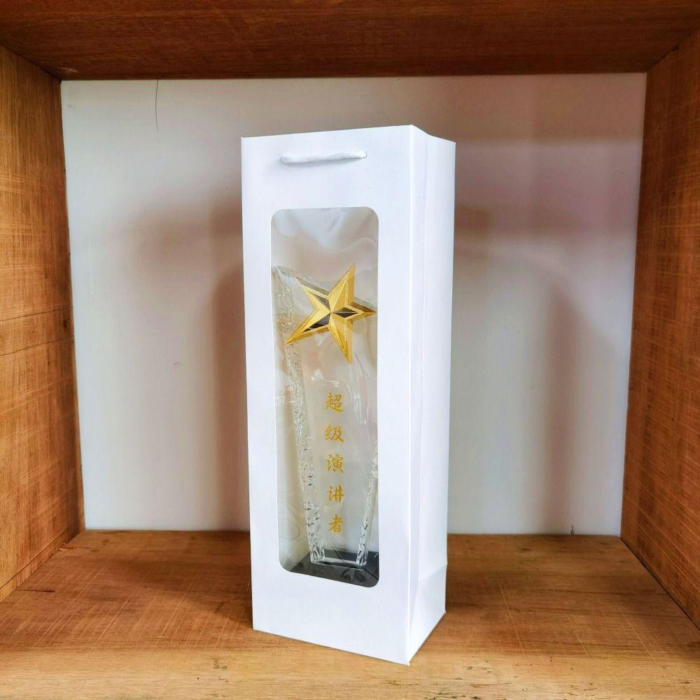 Translucent Kraft Paper Bag with Windows Red Wine Gift Bag Solid Packaging Handbag  Wedding