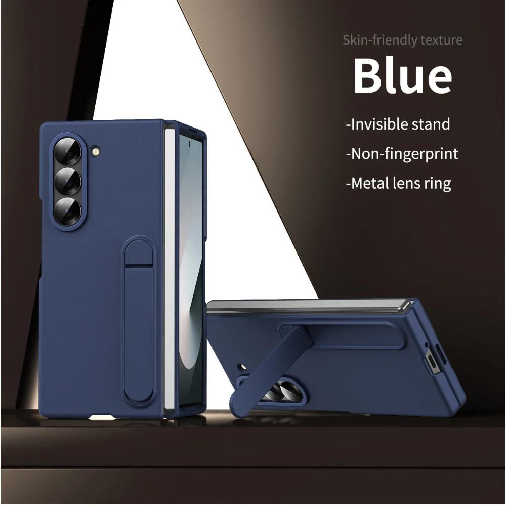 Alloy Metal Lens Protect Phone Case for Samsung Galaxy Z Fold 7 6 5 4 3 Ultra-thin Skin Feel Kickstand Shockproof Cover