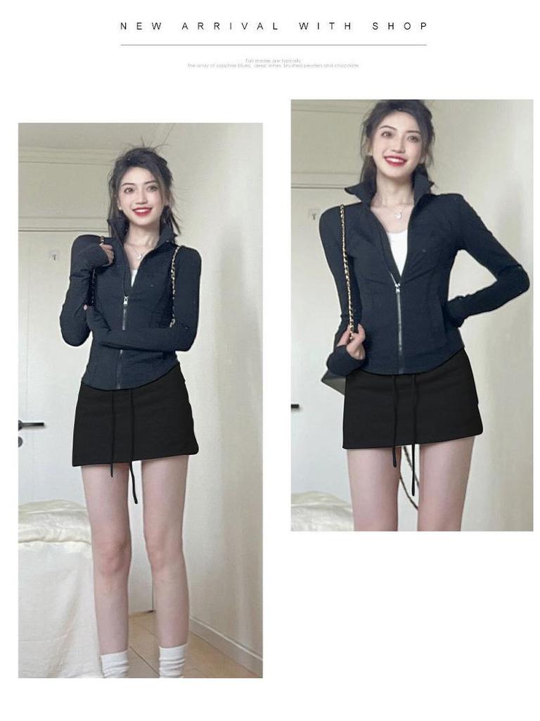 Douyin-Style Grey A-Line High-Waist Sporty Mini Skirt for Women - Summer 2025