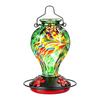 Glass Feeder with Colorful Painted Design - Outdoor Decorative Bird Feeder for Garden and Yard