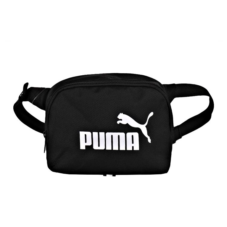 Puma Fashion Large Logo Print Portable Casual Sports Fabric Shoulder Crossbody Waist Bag Unisex Bags Black 076908-01 Black