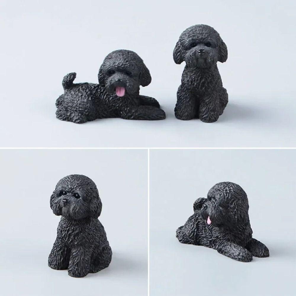 Resin Crafts Mini Animal Ornament Simulation Dog Action Figures Poodle Dog Figures  Birthday Gift