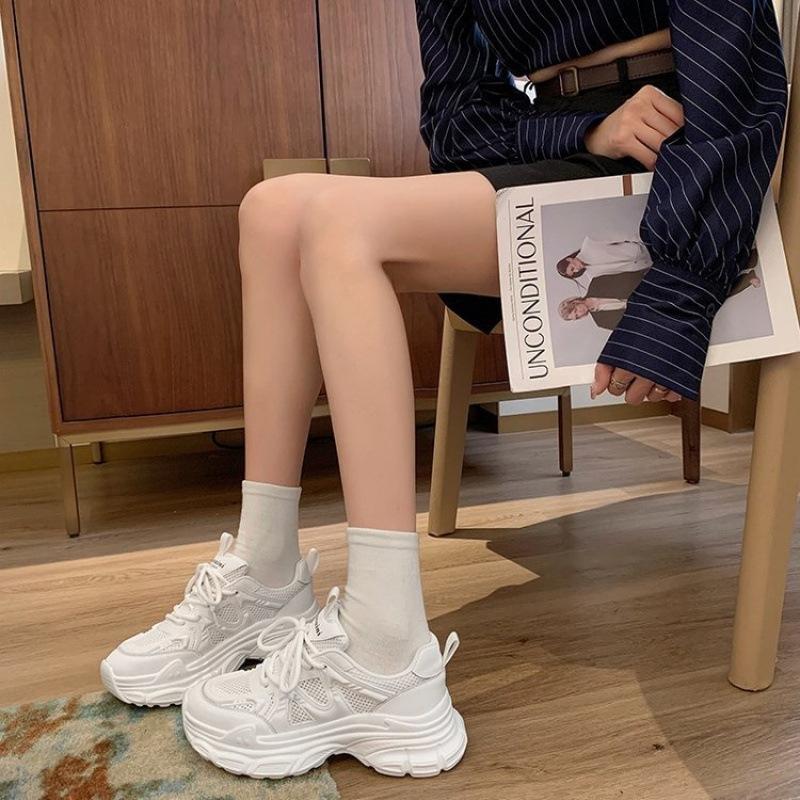 Dad shoes women's shoes 2025 new spring and summer breathable mesh shoes popular platform white shoes mesh casual sports shoes