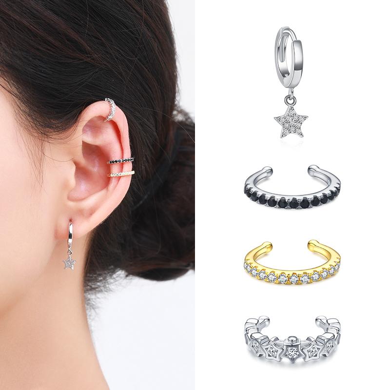 1 Piece Rainbow Ear Clips 925 Sterling Silver Fashion Unique Tiny Cuff Earrings For Women Girl Fine Jewelry Accessories