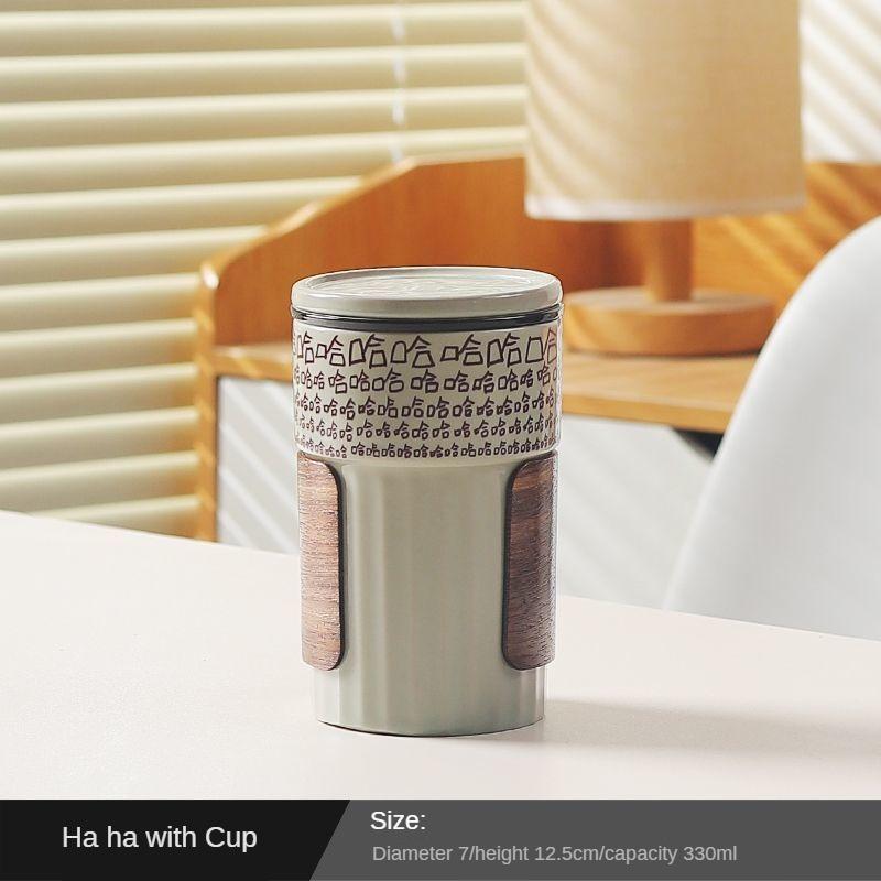 Panda Tea Separation Cup, Bamboo Sleeve, Light, Luxury, Portable, Office, Household, Creative Ceramic, Handwork Teacup, New 330ml