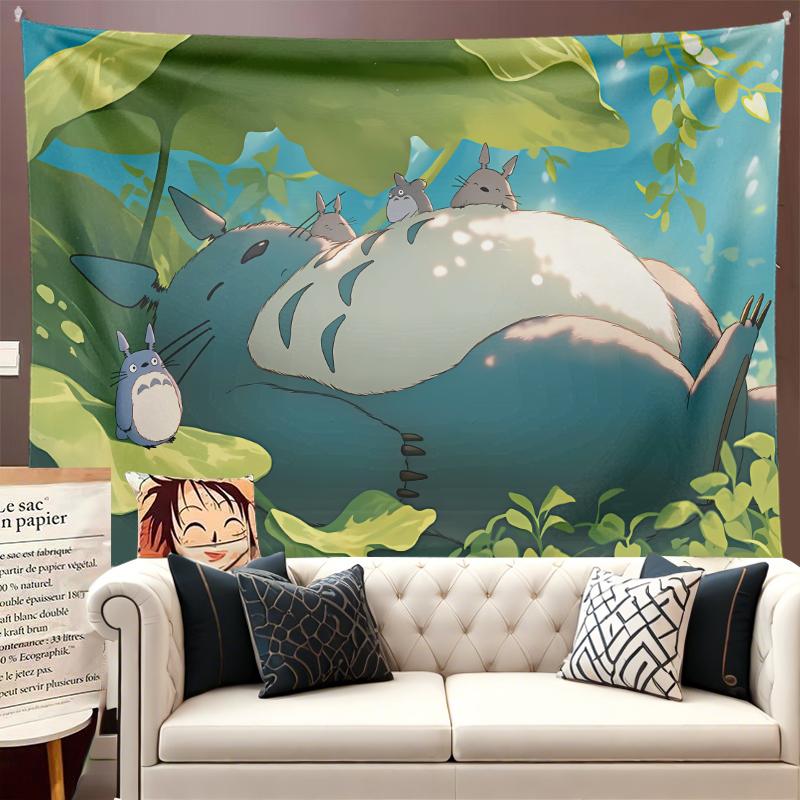 Totoro Miyazaki Hayao Cartoon Healing Anime Background Cloth Hanging Cloth Ins Bedroom Dormitory Living Room Decoration Tapestry