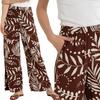 Women's Trousers 100% Viscose Plant Pattern Light Comfortable MORAJ XXL BROWN