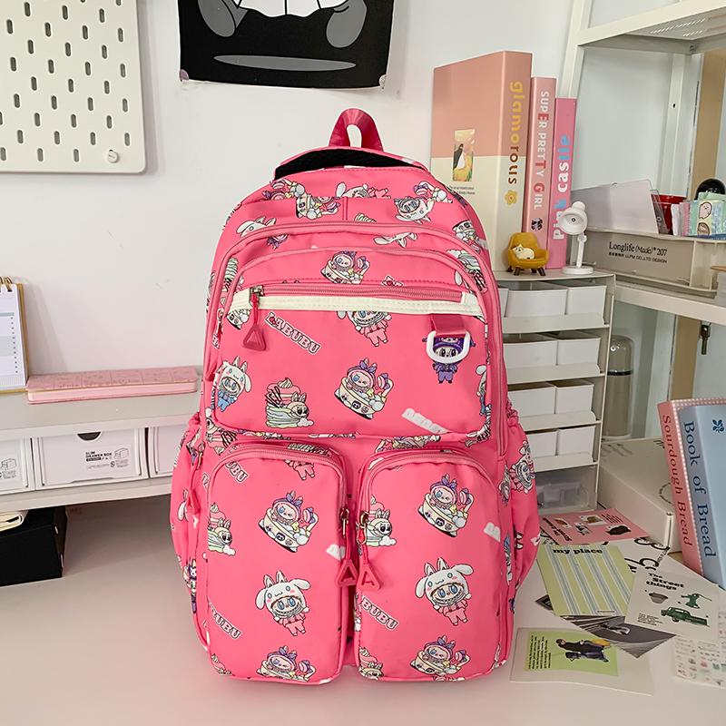 Cartoon Women's Backpack Large Capacity Graffiti Print Student Schoolbag