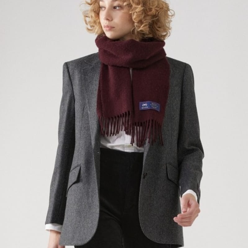 ABRAHAM MOON Merino Wool Muffler 25cm - Claret