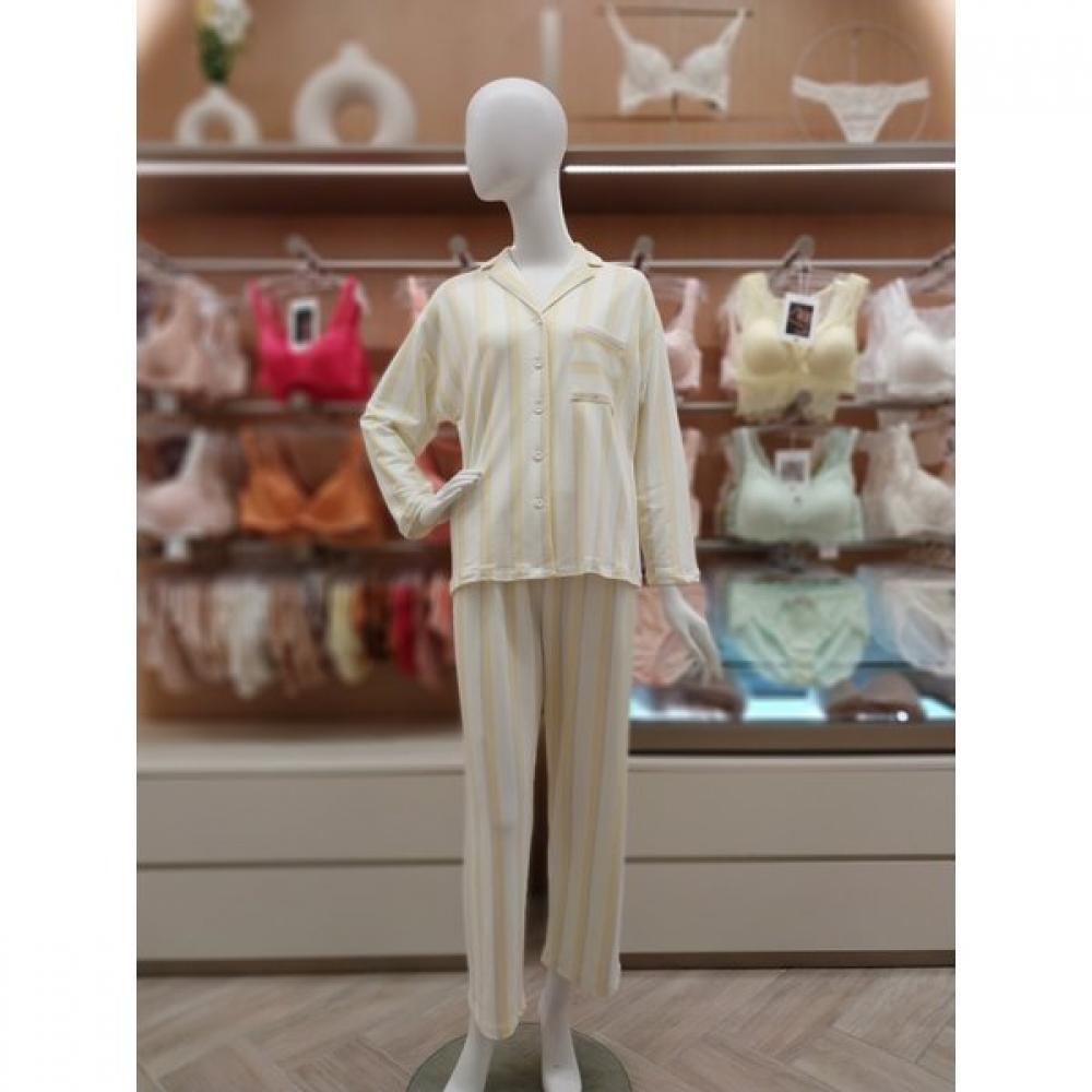 Barbara Women S Yellow Stripe Knit Pajama  Awp4612 95