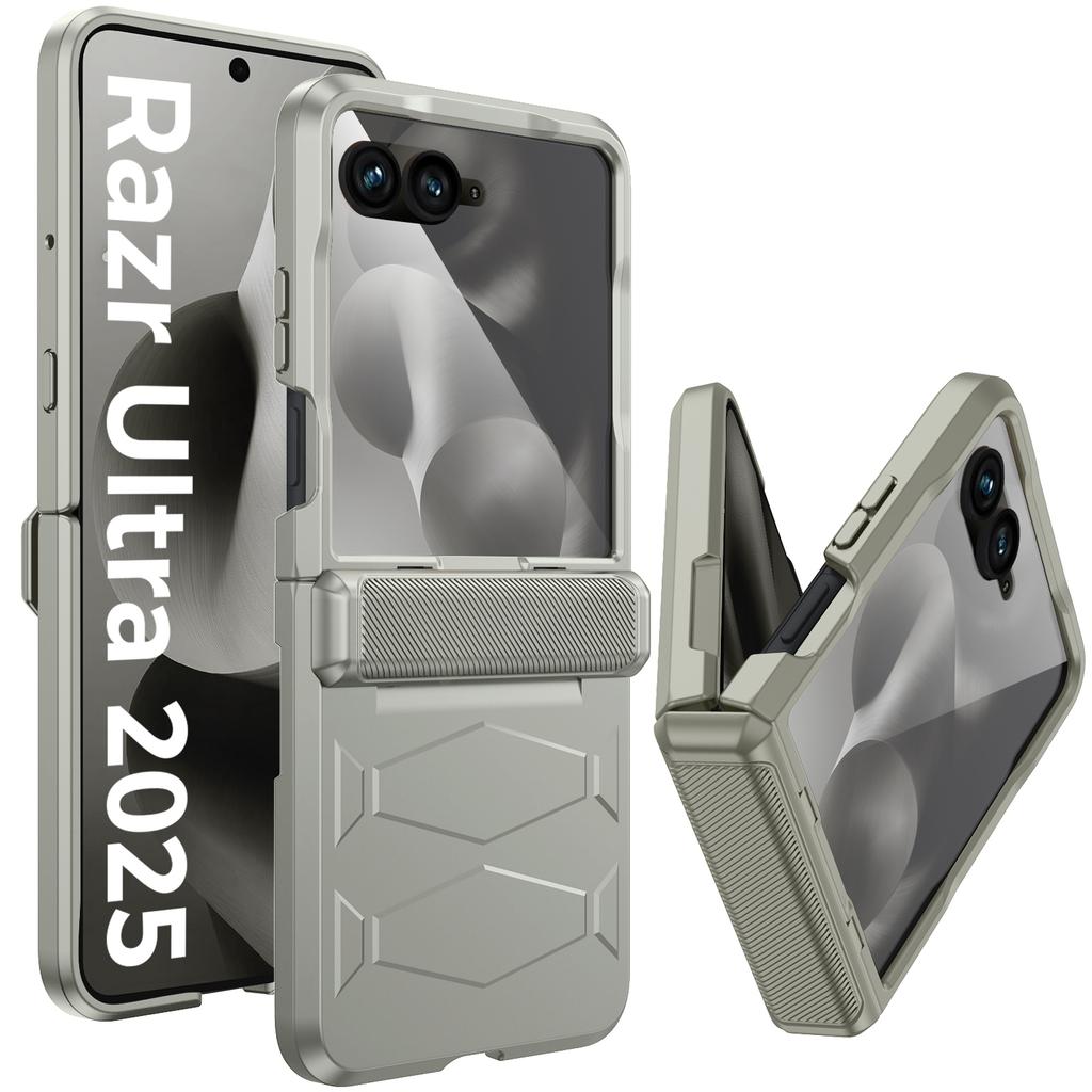 For Motorola Razr 60 Ultra Case with Hinge Protection, Built-in Screen Protector Shockproof All-Inclusive Phone Cover-Blue