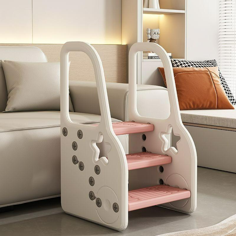 Toddler Step Stool - Adjustable Height with Handle & Non-Slip Foot Pads