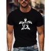 European Size Men's Casual Geometric Print T-Shirt - Stretchy, Breathable Round Neck, Short Sleeve for Summer Outings