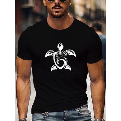 Europäische Größe Herren Freizeit-T-Shirt mit geometrischem Print - Dehnbar, Atmungsaktiv, Rundhals, Kurzarm für Sommerausflüge