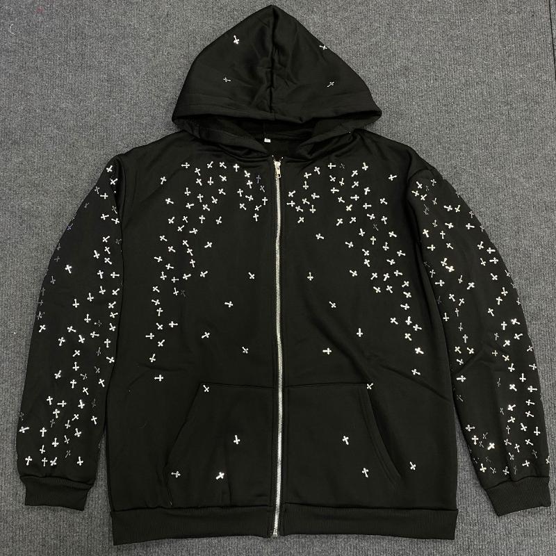 Europeisk og amerikansk gotisk stil design, high street trend, løstsittende, personlig hettegenser med glidelås for menn og kvinner