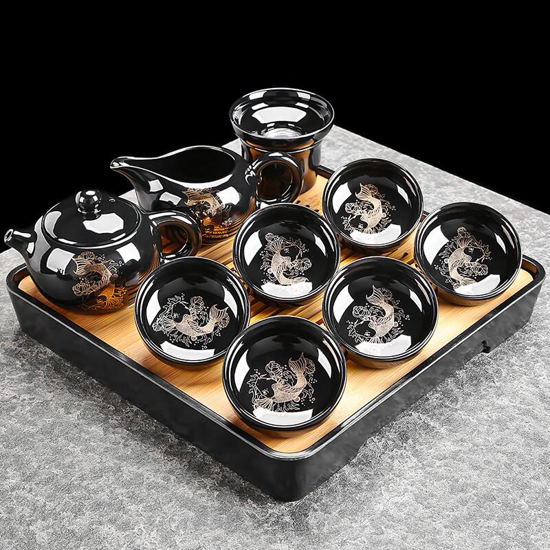 Lainuo Black Glaze Koi Xishi Tea Set