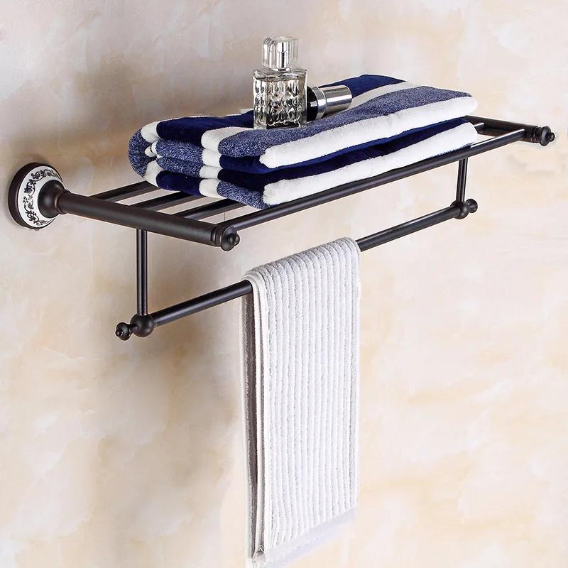 Black poceilain decoration finish copper Brass Bathroom accessories Bath Hardware Set Towel Rack Towel Bar Paper Holder