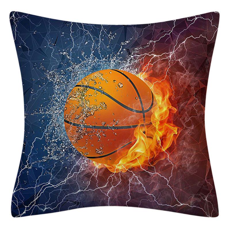 Rugby Football Basketball Printed Pattern Square Polyester Cushion Cover for Home Living Room Sofa Decoration Pillowcase 45x45cm