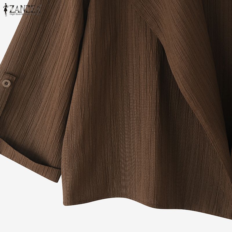 ZANZEA Womens Summer Loose Casual 3/4 Sleeve Thin Cardigan Blouse