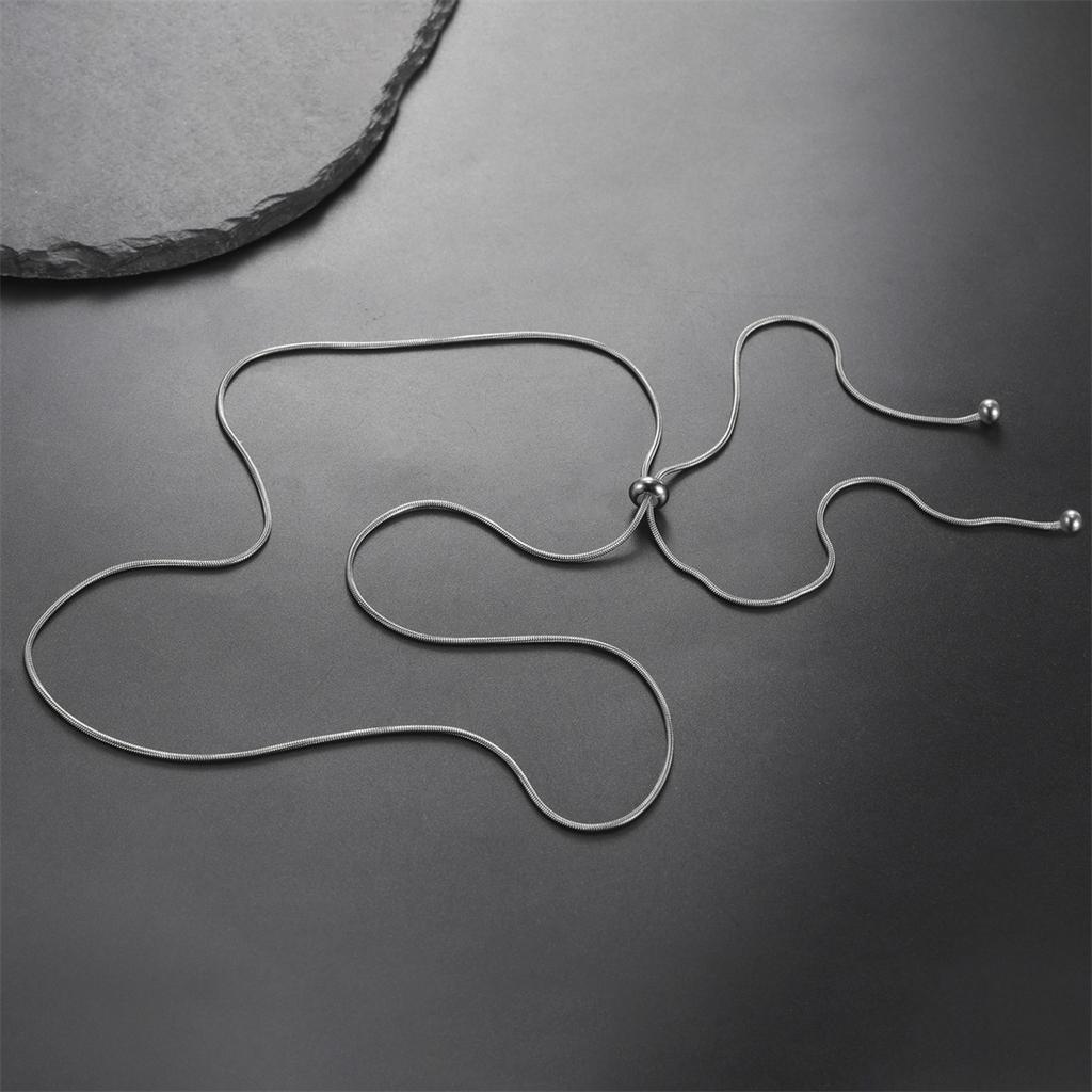 EUEAVAN Basic Snake Chain Necklace For Woman Men Stainless Steel 80cm Adjustable Chains Jewelry Accessories Gift Wholesale